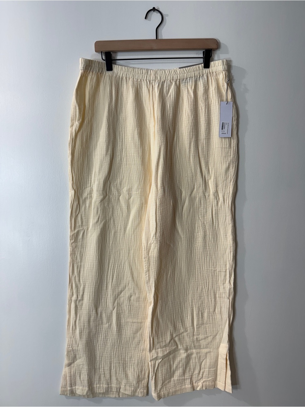 WP97 {Soft Surroundings} "Key Biscayne Wide Leg Full Length" Ivory Gauze Pants